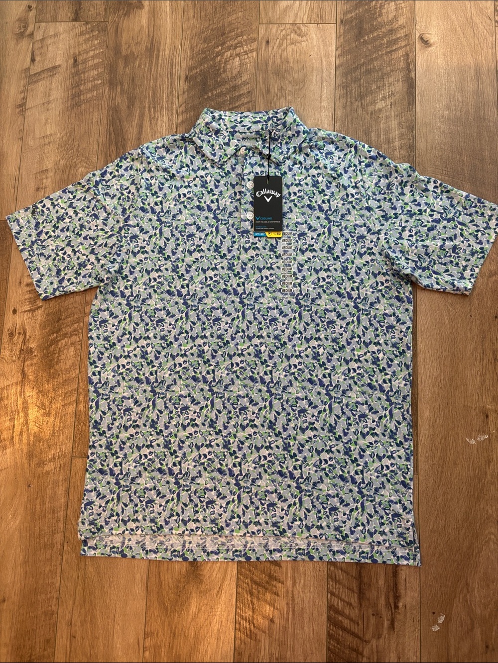NWT Callaway Cooling Abstract Floral Golf Polo Shirt Mens Size M